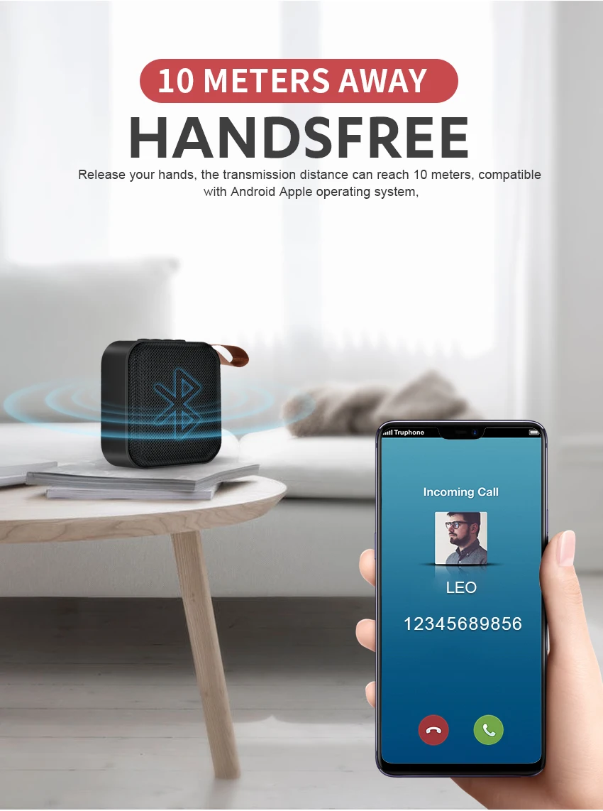 T5 Wireless Bluetooth Mini Speaker Portable Speakers Subwoofer Bluetooth 4.2 with SD FM Outdoor Column Loudspeaker - ANKUX.COM