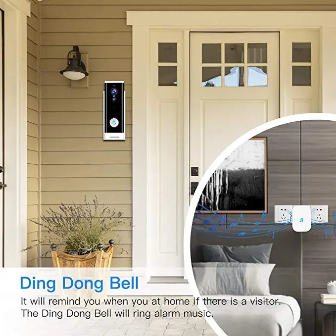 TuyaSmart APP WiFi Video Doorbell 1080P Wireless Smart Door Bell Camera PIR Motion Detection  Night Vision