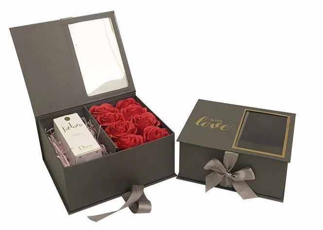 luxury gift box packing flower drawer heart shape