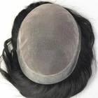 Wholesale Indian Human Hair Toupee Natural Straight Handmade Mono Base and Pu Margin Men Toppers Vendor