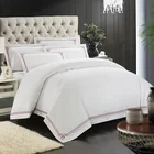 Taitang Embroidery White Bed Sheet Set Luxury Hotel Bedding Set 100% Cotton