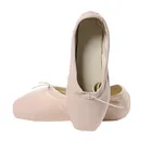 Pink Toe Ballet Dance Shoes With Ribbon Women Ballet Dance Girls Canvas Pointe Shoes