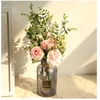 Artificial rose eucalyptus manufacturer home decoration wall silk rose flower wedding holding bouquet