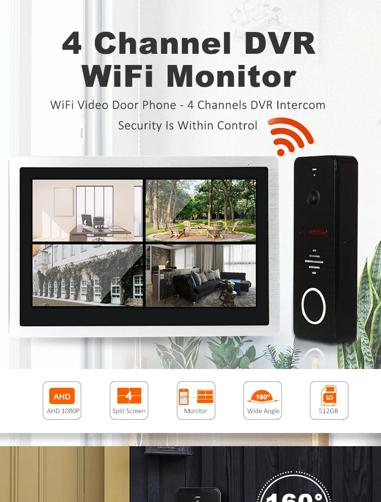 Support SD card ringtone mp3 download wi fi doorbell intercom system for home
