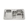 Wash pressing sink stainless steel 800x500mm large single bowl basin with soap dispenser accessoris