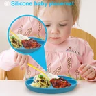BHD 100% Food grade Divided silicone Plates for Toddles Reusable Non-Slip Table bowls Baby Food Mats for dinner