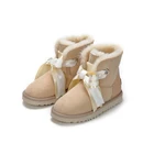 Sheepskin OEM Factory Fashion Girls Sheepskin Warm Ankle Snow Boots Indoor Outdoor Winter Fur Bow Boots
