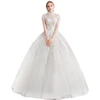 LSJKM017 cap sleeves tassel wedding dress rhinestone appliques manufacturer princess vintage lace high neck wedding dresses