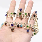 Mix Colorful Rhinestone Trim Bridal Sash Applique Sew on For Wedding Dress