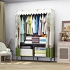 Insect proof collapsible cloth wardrobe organizer with thickened carbon steel pipe