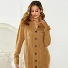 Women's single button knitted cardigan sweater long winter coat