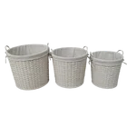 Eco-friendly Basket Set Of 3 Wood Chip Bushel Storage Basket Wholesale Wood Chip Woven Food Storage Basket For Organizing