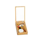 Hot Sale Bamboo Jewelry Bin Cosmetic Organizer Storage Box with mirror