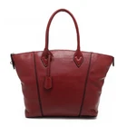 Brand OEM fashion lady shopper wholesale large leather zipper tote bag leather handbag