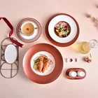 P&T Royal Ware bone china factory high quality western style bone china dinner set color design decal plates