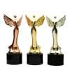 Creative Gold Silver Copper Metal Angel Wings Crystal Trophy Wholesale Angel Crystal Figurine Award Souvenirs