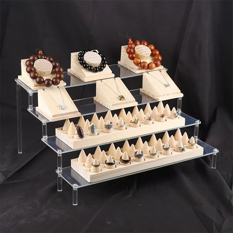 Clear Tier Acrylic Riser Shelf Modern Acrylic Display Rack Decor For