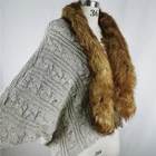 Ladies Fashionable Winter Ladies Reverse Neck Coats Fur Collar Knitting Tops