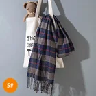A128 New Winter kids children thick long cashmere pashmina tassel knitted plaid grid blanket scarf