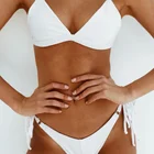 Custom nylon swimwear hot sexy two piece solid color bikini for girls