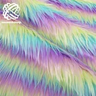 Coats High Quality Colorful Striped Long Hair Fake Fur Soft Rainbow Faux Fur Fabrics Coats