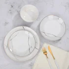 Porcelain Set Porcelain Marble Patter 16 Piece Round Porcelain Dinnerware Set With Mug