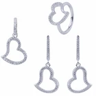 925 silver bridal jewelry sets cubic zirconia 925 crystal heart necklace sets