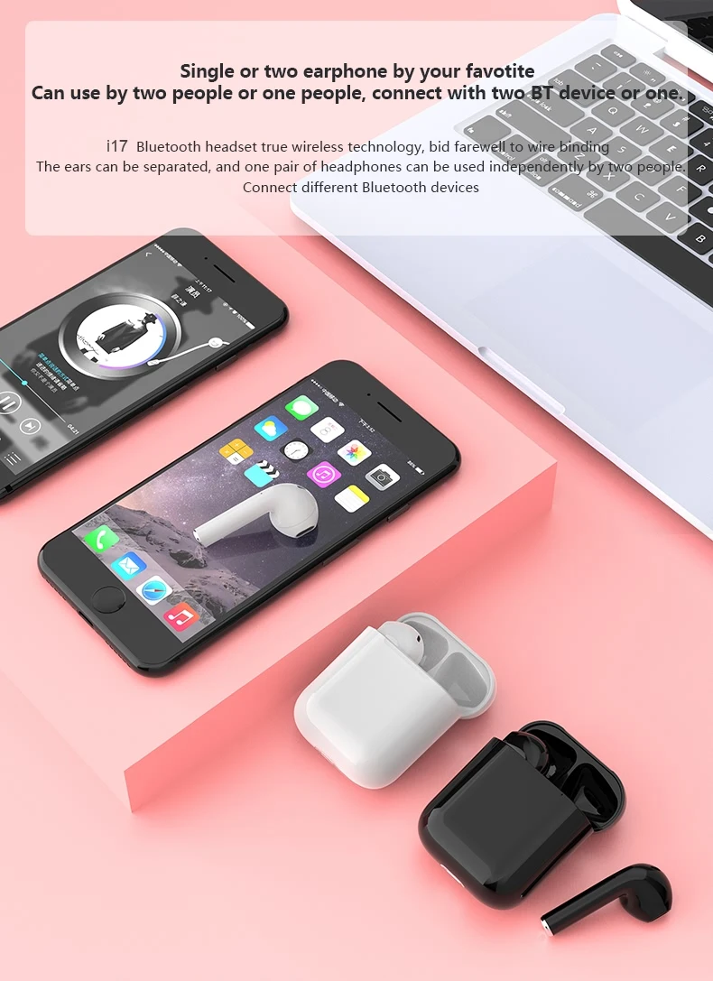 i7S TWS Bluetooth Wireless Earphone with Charger Case i17 - ANKUX.COM
