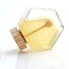 Glass Glassglass Glass Jar Good Quality 100 Ml/220 Ml/380 Ml Empty Hexagon Glass Honey Jar