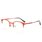 Fashion Metal Round Semi Rimless Plain Glasses Acetatel Reading Optical Frame Wholesale Women Ornament
