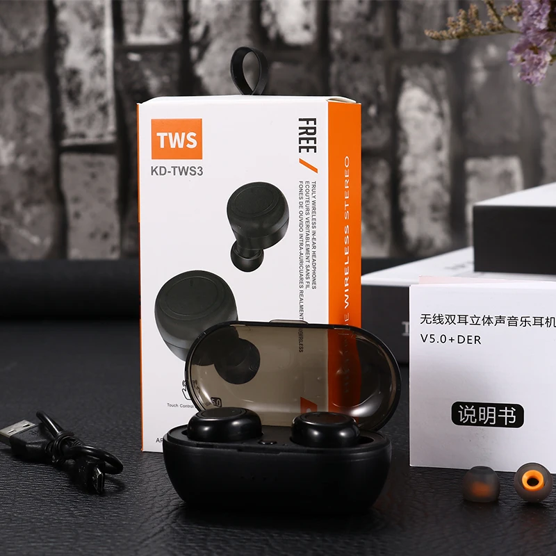 KADUN TWS3 True Wireless Stereo Earbuds bluetooths 5.0 version with white black colour - ANKUX.COM