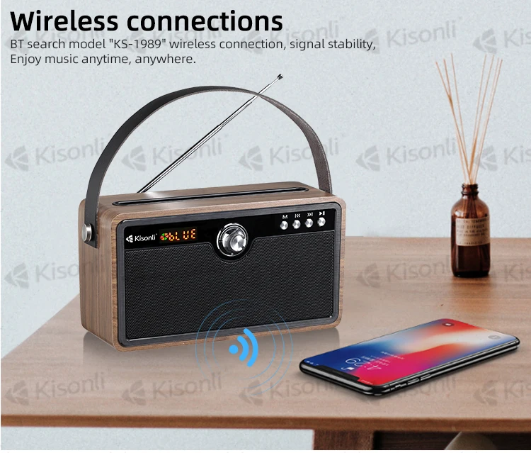 V4.0 Active Wooden Hifi Retro Speaker Portable Powerful Subwoofer Loud Sound System Radio Bluetooths Speaker - ANKUX.COM
