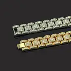 High Quality Gold Metal Chain Diamond Bracelet Men Hip Hop Jewelry Rock Bangle