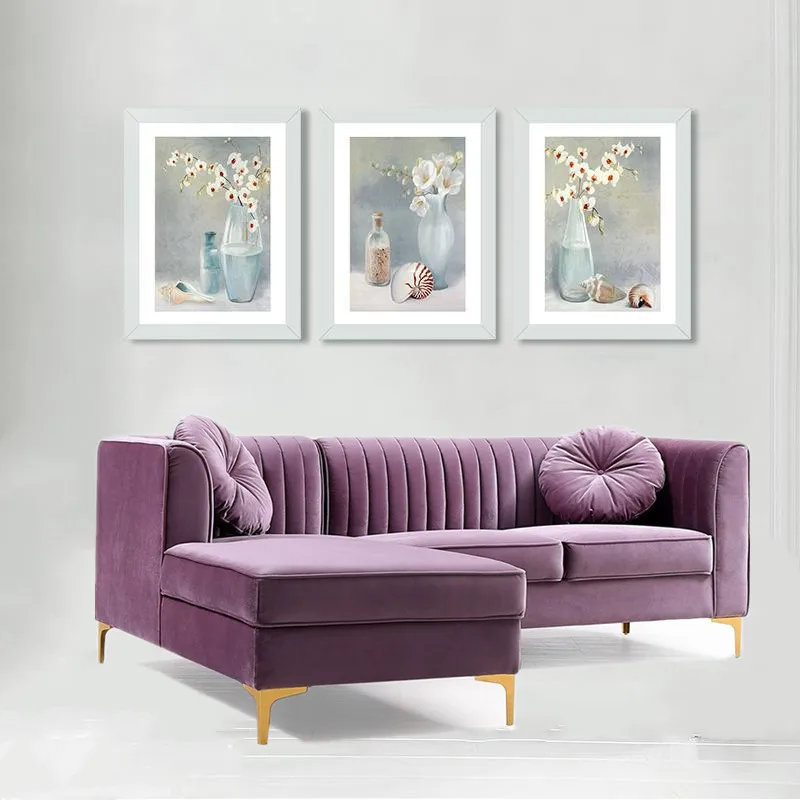 Innovative design velvet chesterfield corner sofa set living room furniture