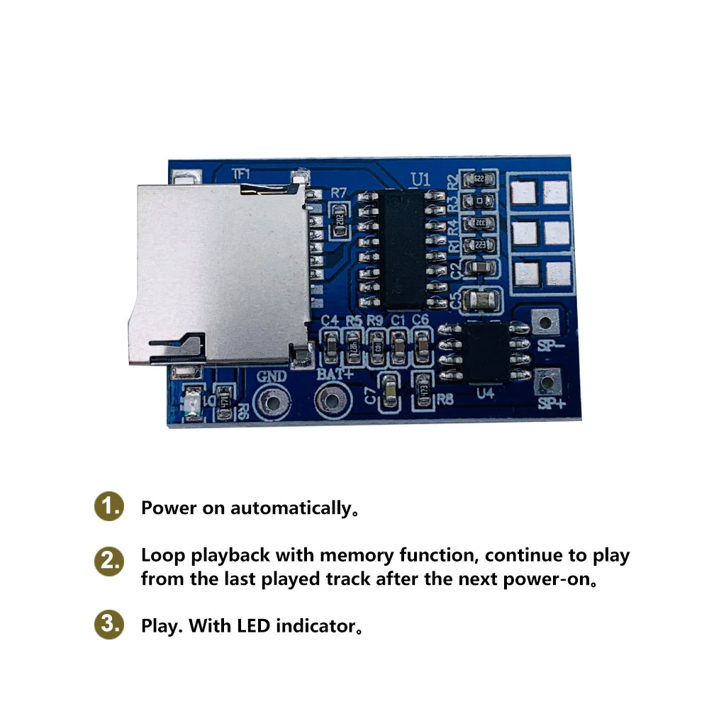 tf卡 mp3 播放器解码器电路板放大器功能模块 3.7v 5v