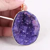 Wholesale amazon natural agate geode stone crystal hole pendant for necklace