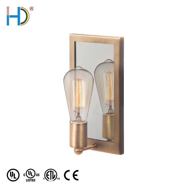 Modern Burnished Brass Living Lighting Edison Light Bulb E26 Wall Light