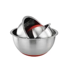 Wholesale cheap fruit salad bowl custom logo durable metal stainless steel 4 piece mixing bowls set without lid