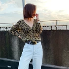Coat 2020 Autumn Knitted Leopard Sweaters Women Korean Leopard Cardigan Coat Loose Outwear Thin Casual Tops