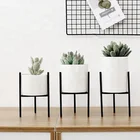 Pot Succulent GA03 Iron Frame Nordic Style White Ceramic Flower Pot Succulent Pot