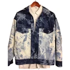 OEM Custom High Quality Stylish Splice Jeans Jacket Tie Dye Denim Jacket Men