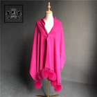 pom pom long cashmere winter scarf shawl woollen