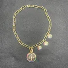 New Square Pendant ROMANTIC New Design Square Chain Colorful Diamond Letter Pendant DIY Necklace For Women