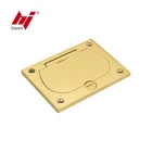 Brass Rectangular Hinged Floor Box Cover Flange with Duplex Tamper Resistant Receptacle