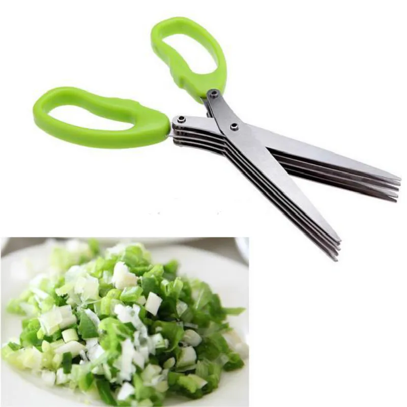K689 New 19cm 5 Layers Kitchen Scissor Shredded Chopped Scallion Cutter Herb Laver Spices Kitchen Cook Scissor