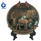 Metal Souvenir Plate Antique Copper Metal Decorative Norway Souvenir Plate