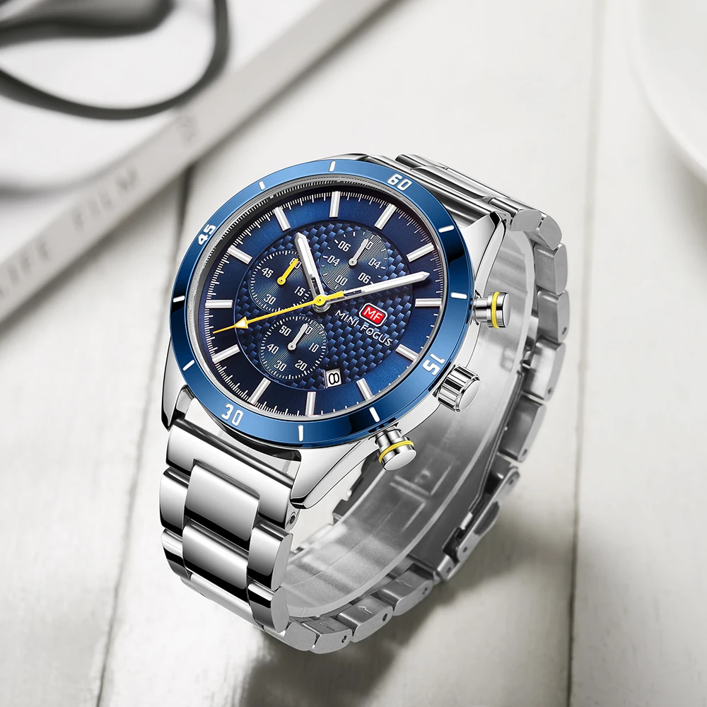 Mini Focus 0283G High Quality Men Quartz Watch Stainless Steel