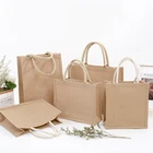 Wholesale Custom Printing Logo Natural Gunny Eco Friendly Jute Tote Bag Recycle Foldable Jute Shopping Bag