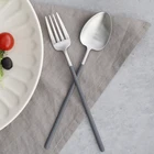 Spoon Set JUJU Silver Luxury Restaurant Travel Fork Knife Spoon Cutlery Set Stainless Steel