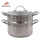 New coming products safety material glass lid 24cm double deck soup steamer